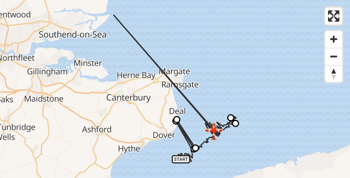 Flight route Coastguard Drone English Channel - North Sea, 13 August 2026, 07:52