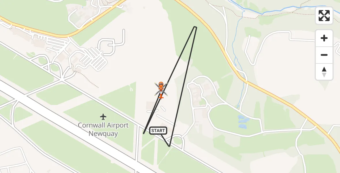 Flight route Coastguard Helicopter Cornwall Airport Newquay - Cornwall Airport Newquay, 13 August 2026, 08:00