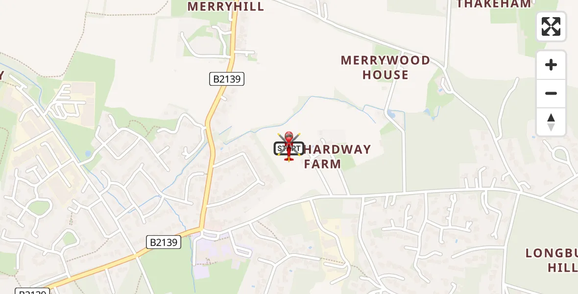 Flight route Air Ambulance Helicopter Storrington - Storrington, 13 August 2026, 08:36