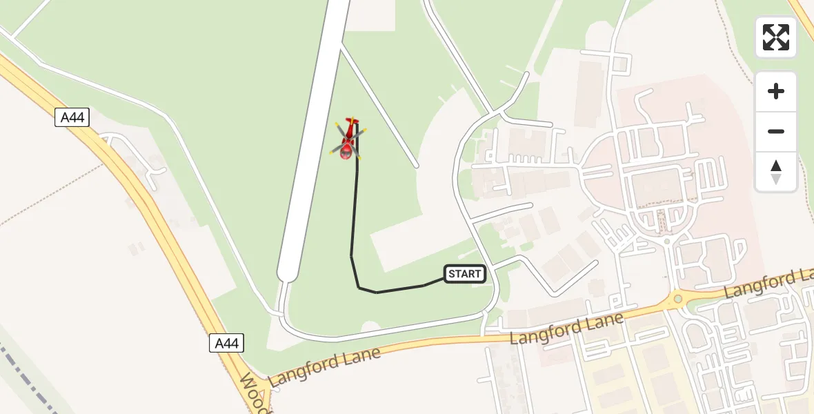 Flight route Air Ambulance Helicopter London Oxford Airport - London Oxford Airport, 13 August 2026, 11:03
