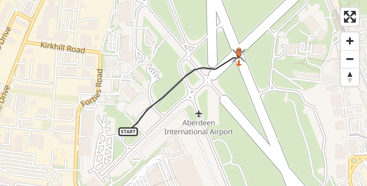 Flight route Coastguard Helicopter Aberdeen International Airport - Aberdeen International Airport, 13 August 2026, 12:30