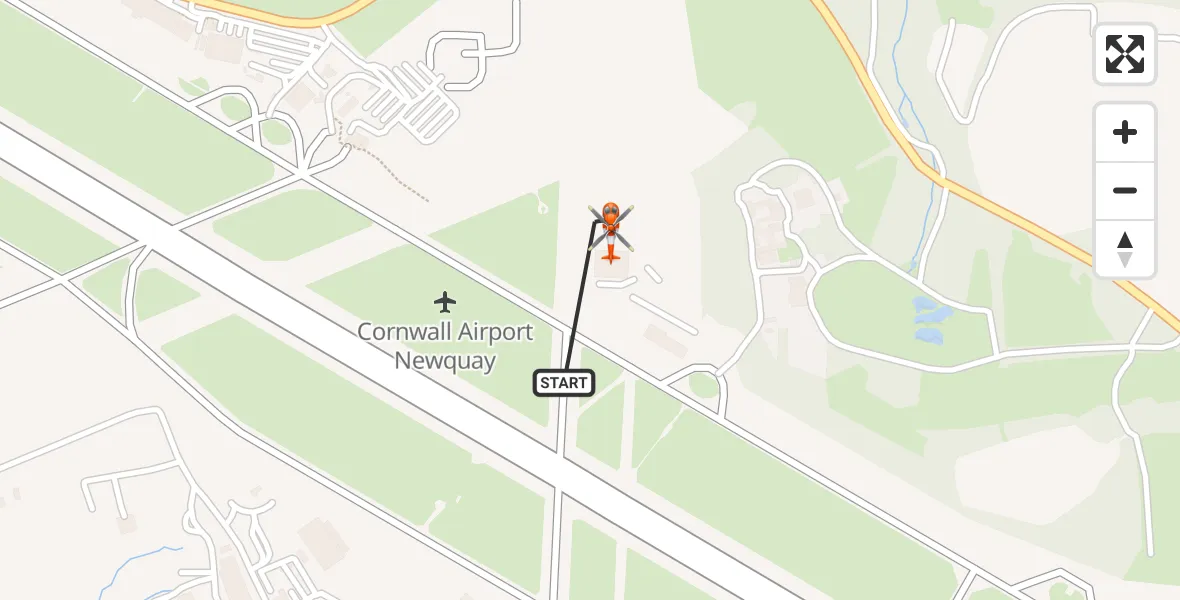 Flight route Coastguard Helicopter Cornwall Airport Newquay - Cornwall Airport Newquay, 13 August 2026, 14:51