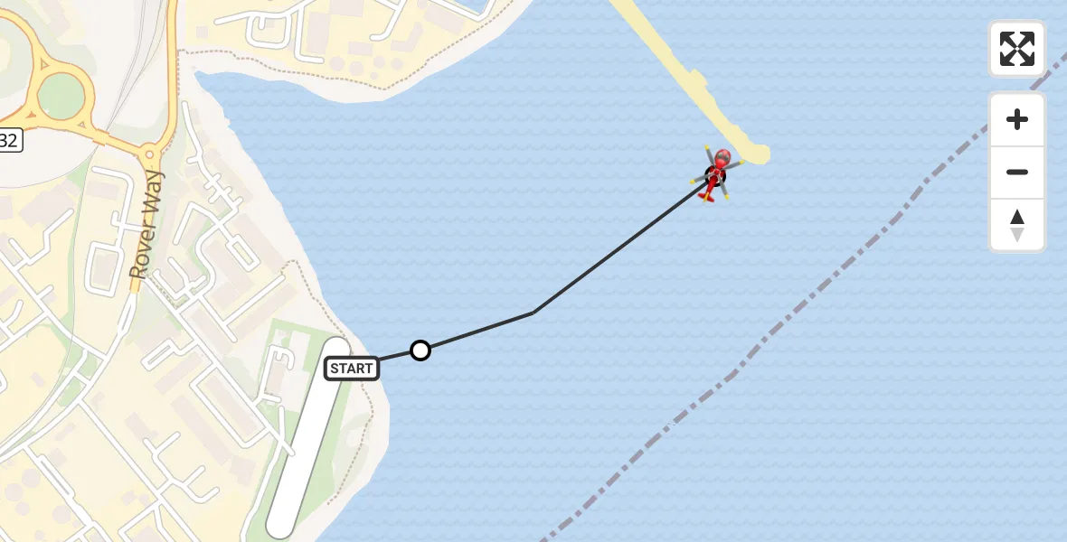 Flight route Air Ambulance Helicopter Cardiff Heliport - Tremorfa, 13 August 2026, 15:54