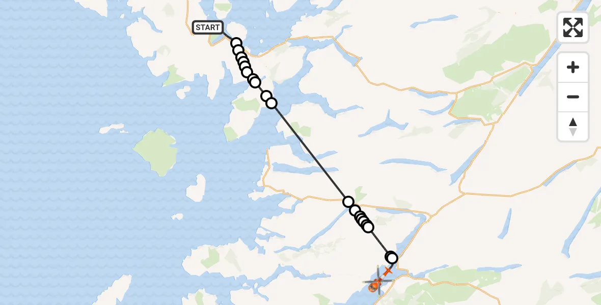 Flight route Coastguard Helicopter Inner Seas - Inner Seas, 13 August 2026, 16:01