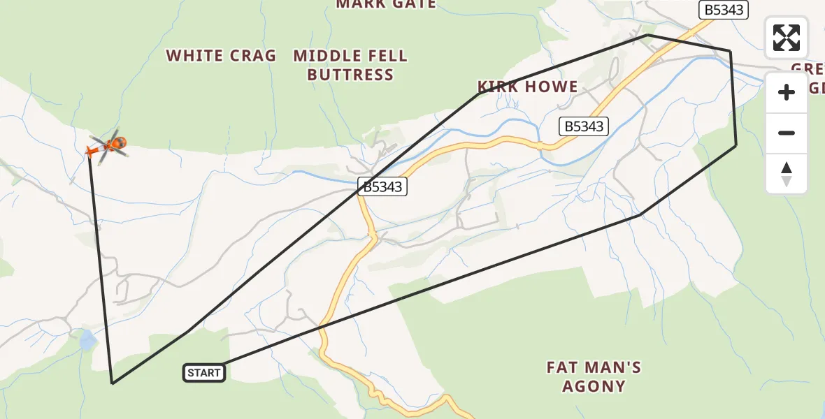 Flight route Coastguard Helicopter Lakes - Lakes, 13 August 2026, 16:21