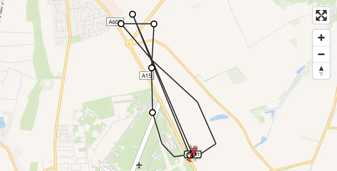 Flight route Air Ambulance Helicopter RAF Waddington - North Kesteven, 13 August 2026, 17:14