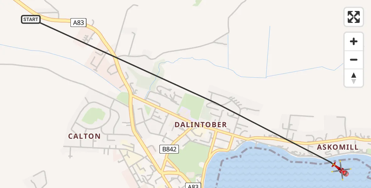 Flight route Air Ambulance Helicopter Campbeltown - Campbeltown, 13 August 2026, 20:12