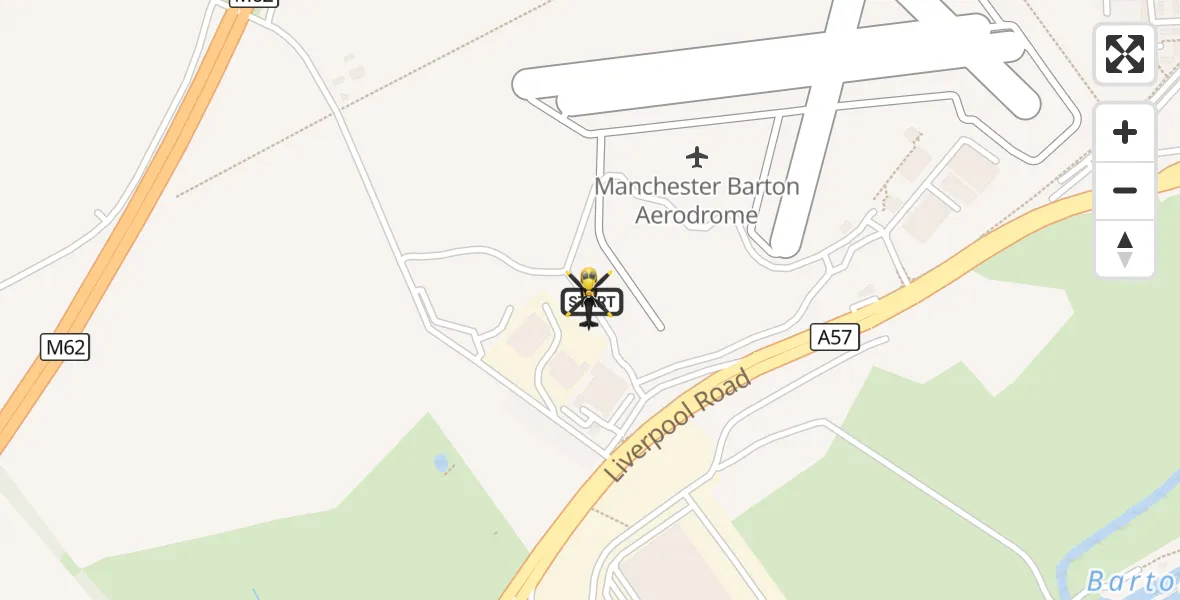 Flight route Police Helicopter Manchester Barton Aerodrome - Manchester Barton Aerodrome, 14 August 2026, 00:31