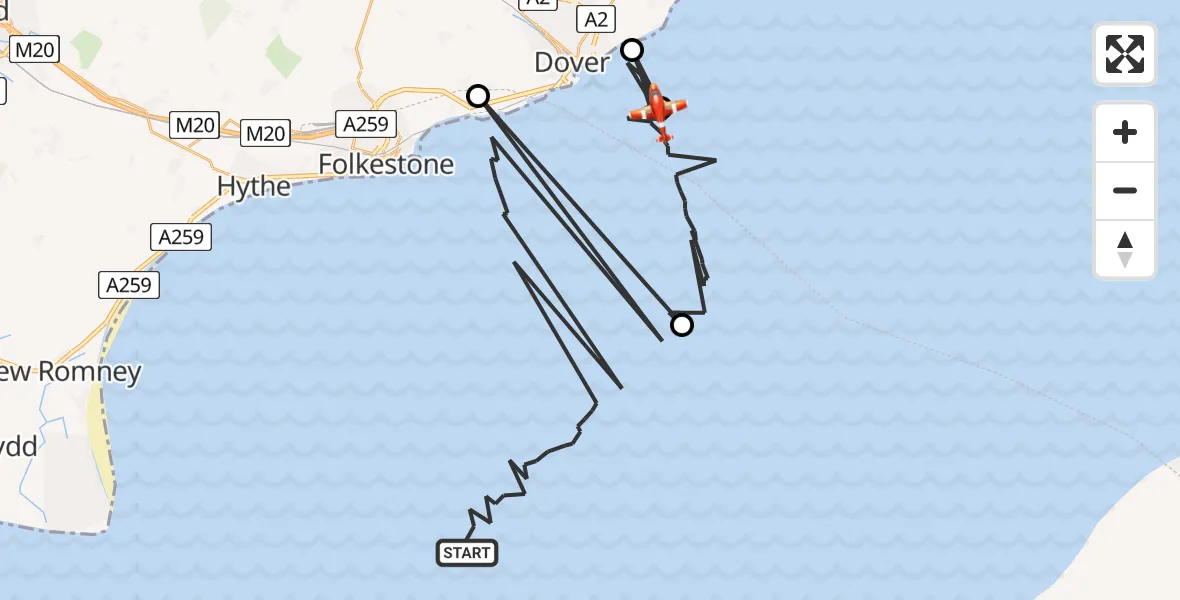 Flight route Coastguard Drone English Channel - English Channel, 14 August 2026, 04:43