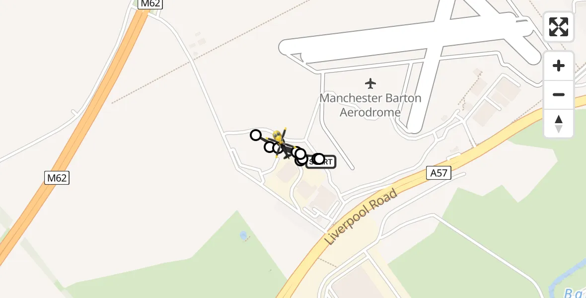 Flight route Police Helicopter Manchester Barton Aerodrome - Manchester Barton Aerodrome, 14 August 2026, 06:07