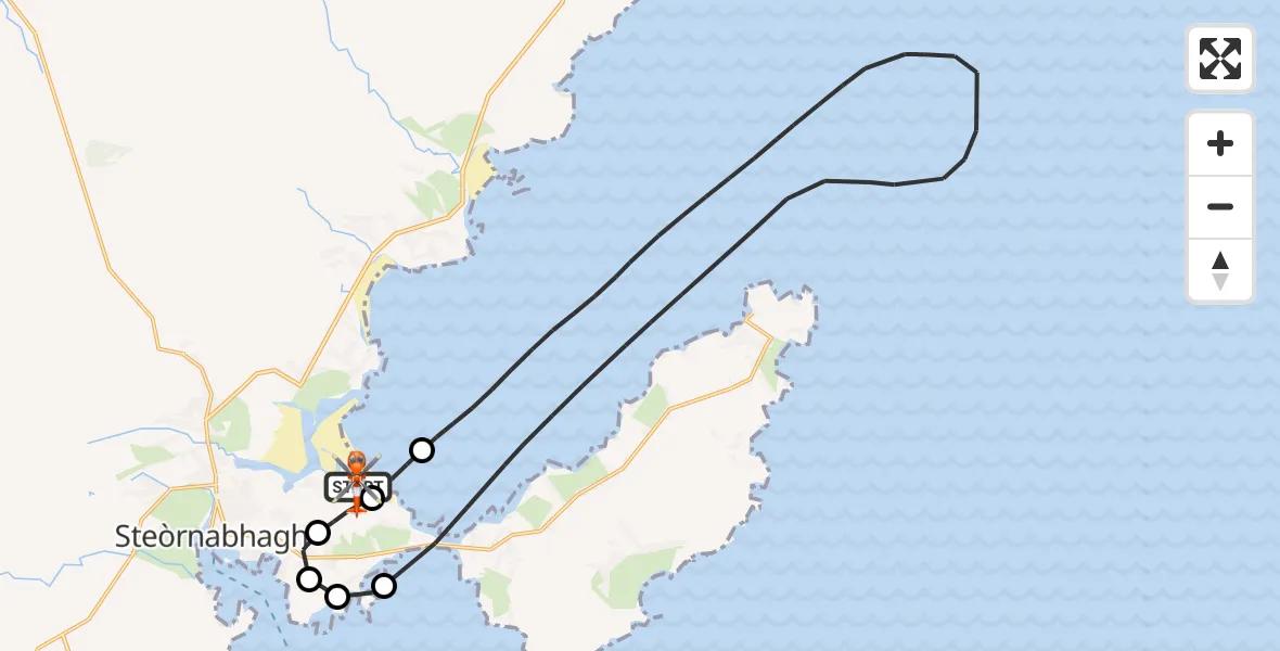 Flight route Coastguard Helicopter Stornoway Airport - Stornoway Airport, 14 August 2026, 08:54