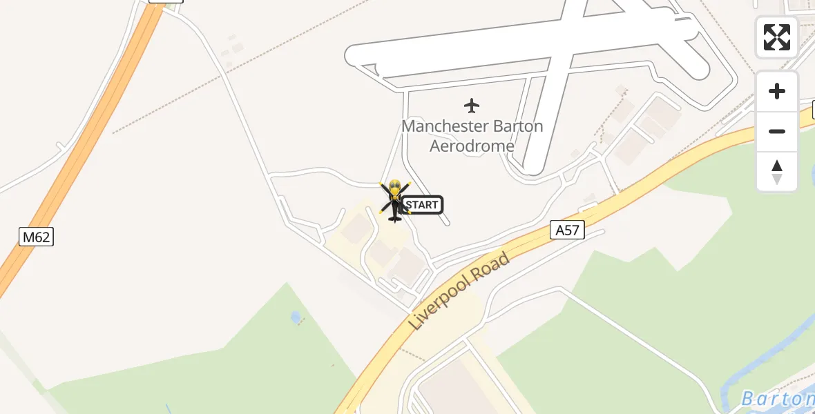 Flight route Police Helicopter Manchester Barton Aerodrome - Manchester Barton Aerodrome, 14 August 2026, 09:38