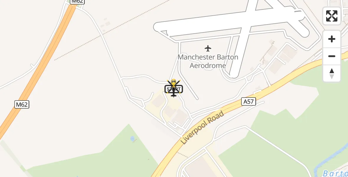 Flight route Police Helicopter Manchester Barton Aerodrome - Manchester Barton Aerodrome, 14 August 2026, 10:29
