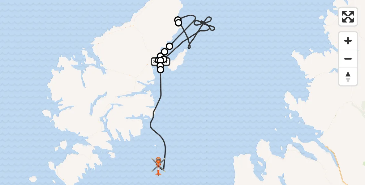 Flight route Coastguard Helicopter Stornoway Airport - Inner Seas, 14 August 2026, 13:47