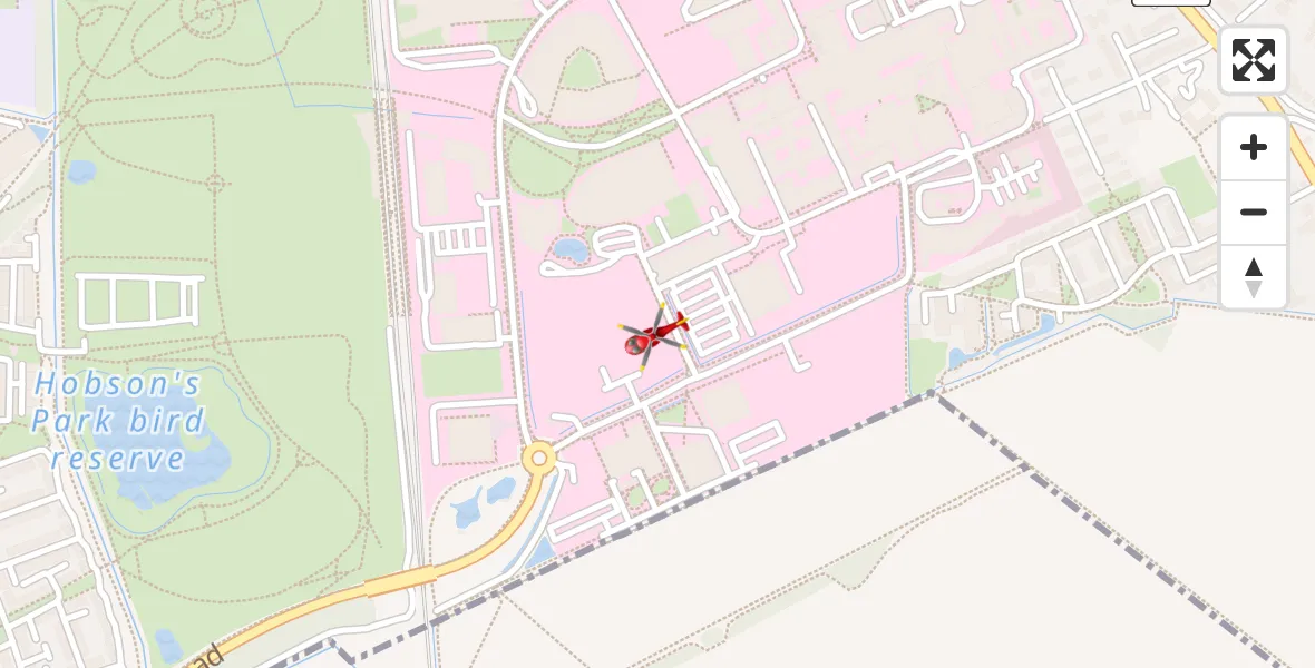 Flight route Air Ambulance Helicopter Papworth Hospital - Papworth Hospital, 14 August 2026, 14:30