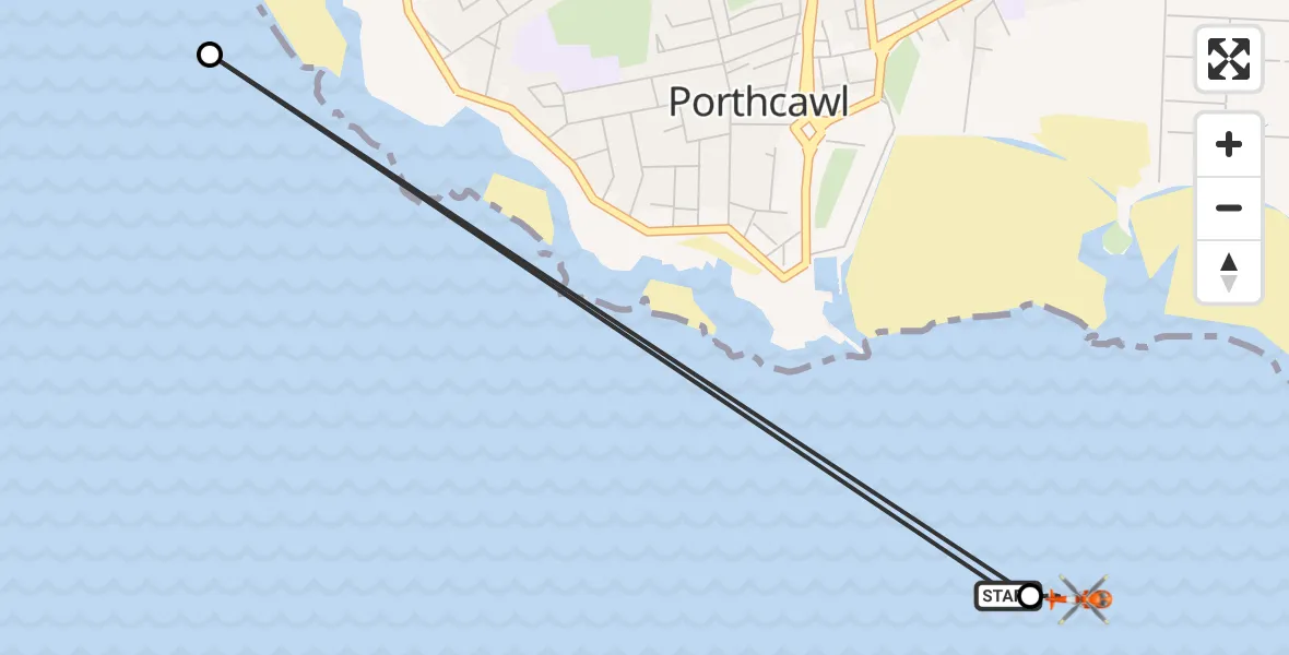 Flight route Coastguard Helicopter Newton - Newton, 14 August 2026, 14:34