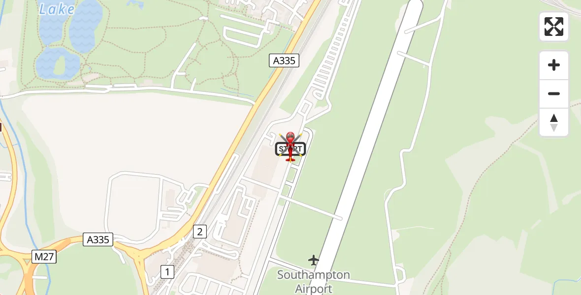 Flight route Air Ambulance Helicopter Southampton Airport - Southampton Airport, 14 August 2026, 15:17
