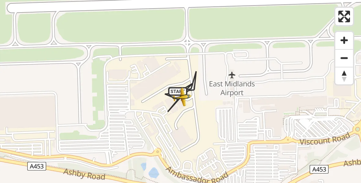 Flight route Police Aircraft East Midlands Airport - East Midlands Airport, 14 August 2026, 15:26