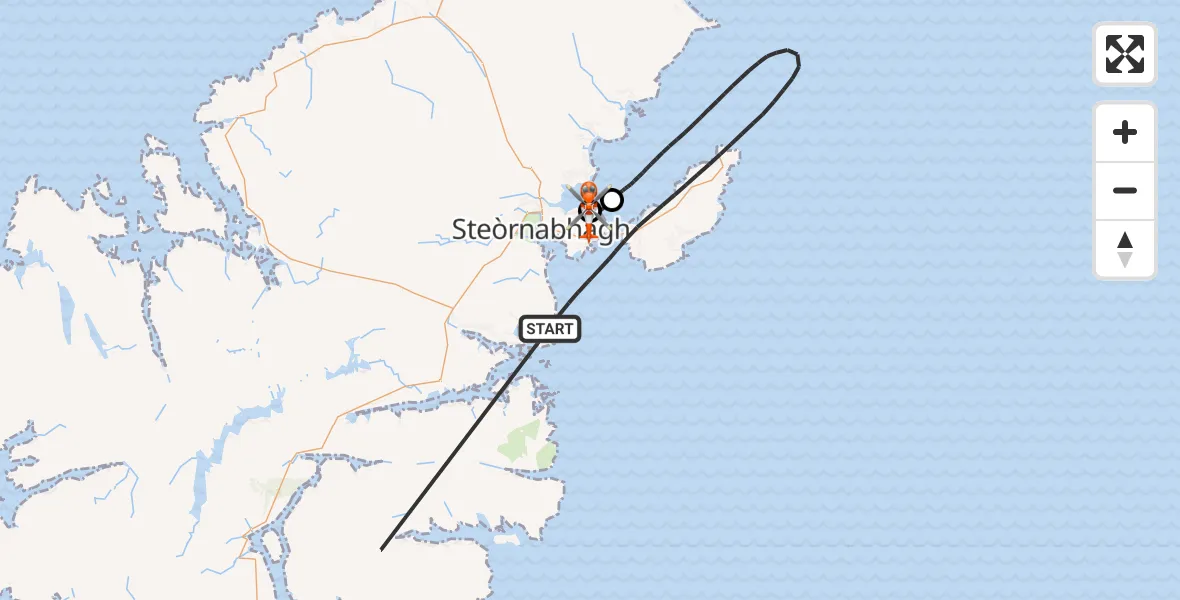 Flight route Coastguard Helicopter Inner Seas - Stornoway Airport, 14 August 2026, 15:36