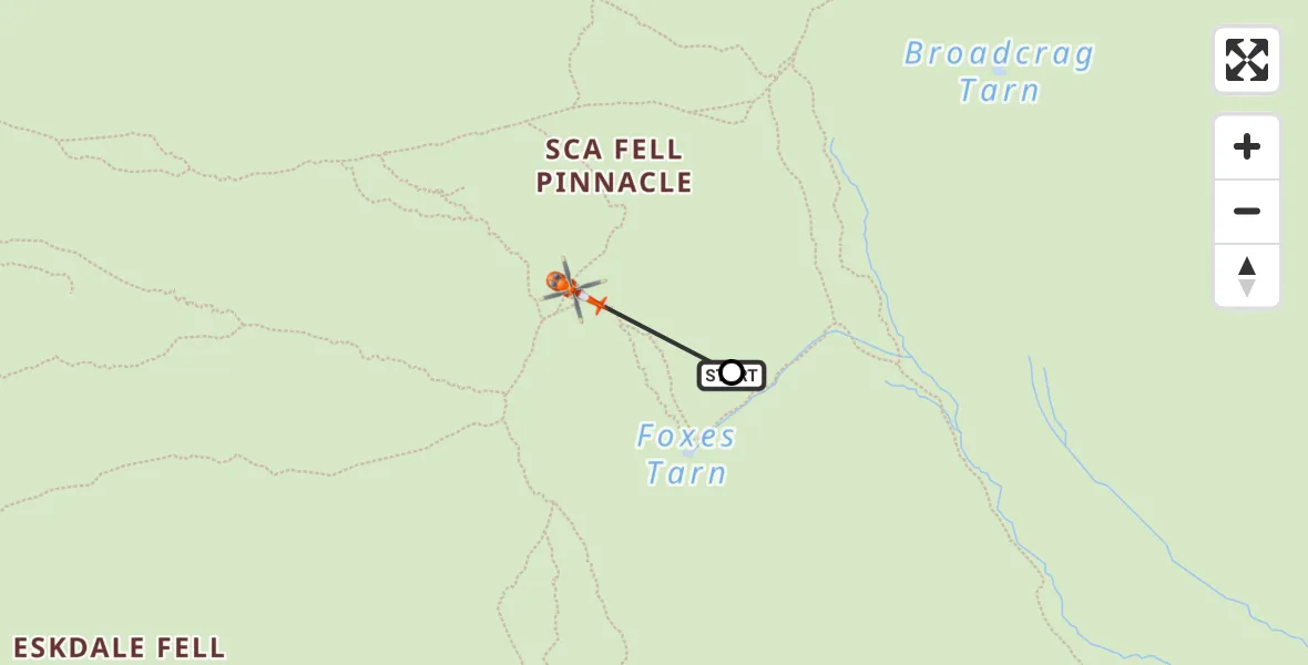 Flight route Coastguard Helicopter Eskdale - Wasdale, 14 August 2026, 16:00