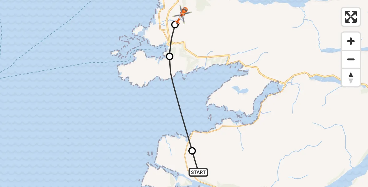 Flight route Coastguard Helicopter Glenuig - Inner Seas, 14 August 2026, 19:50