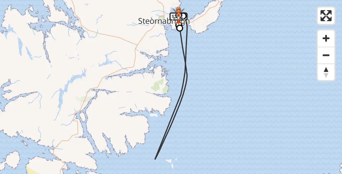 Flight route Coastguard Helicopter Stornoway Airport - Stornoway Airport, 14 August 2026, 20:36