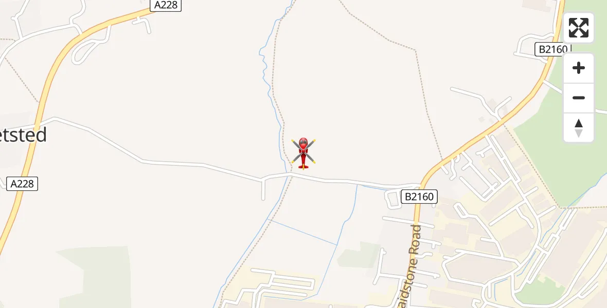 Flight route Air Ambulance Helicopter Paddock Wood - Paddock Wood, 15 August 2026, 00:11
