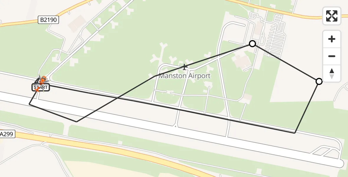 Flight route Coastguard Helicopter Manston Airport - Manston Airport, 15 August 2026, 08:27