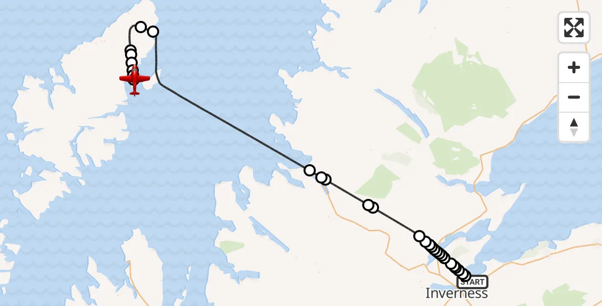 Flight route Air Ambulance Aircraft Inverness - Stornoway Airport, 15 August 2026, 09:48
