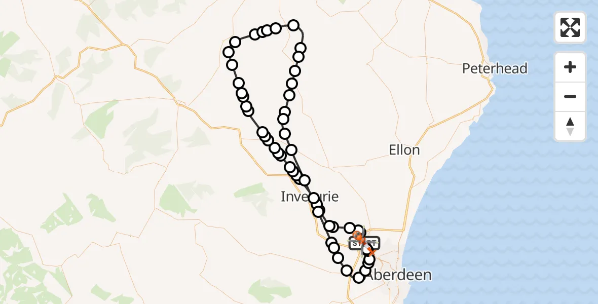 Flight route Coastguard Helicopter Aberdeen International Airport - Aberdeen International Airport, 15 August 2026, 10:04