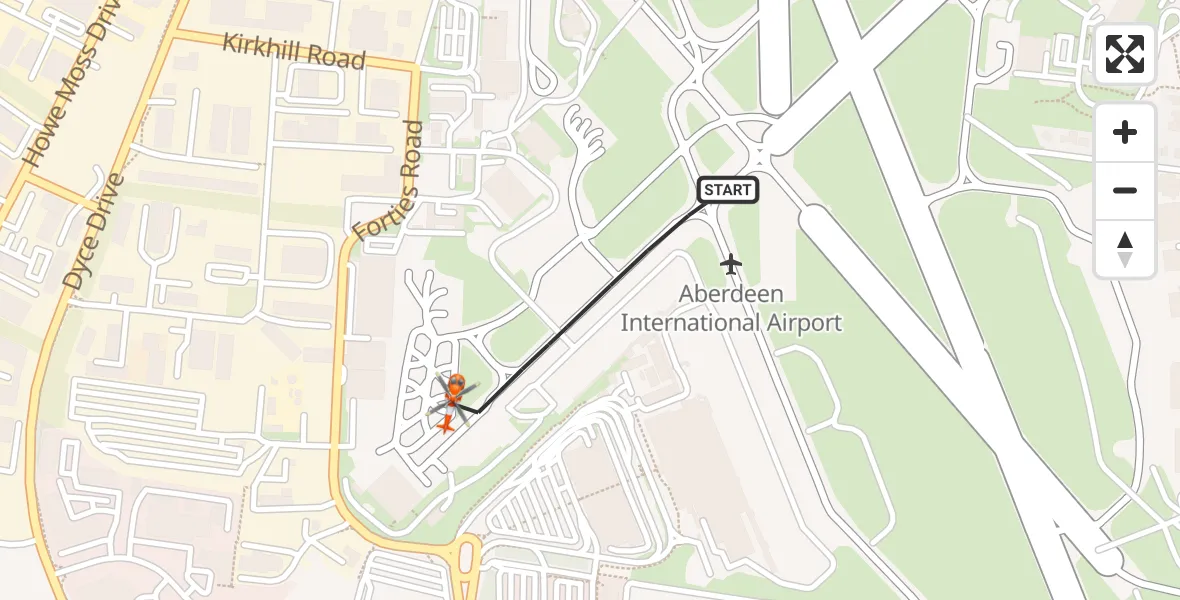 Flight route Coastguard Helicopter Aberdeen International Airport - Aberdeen International Airport, 15 August 2026, 10:49