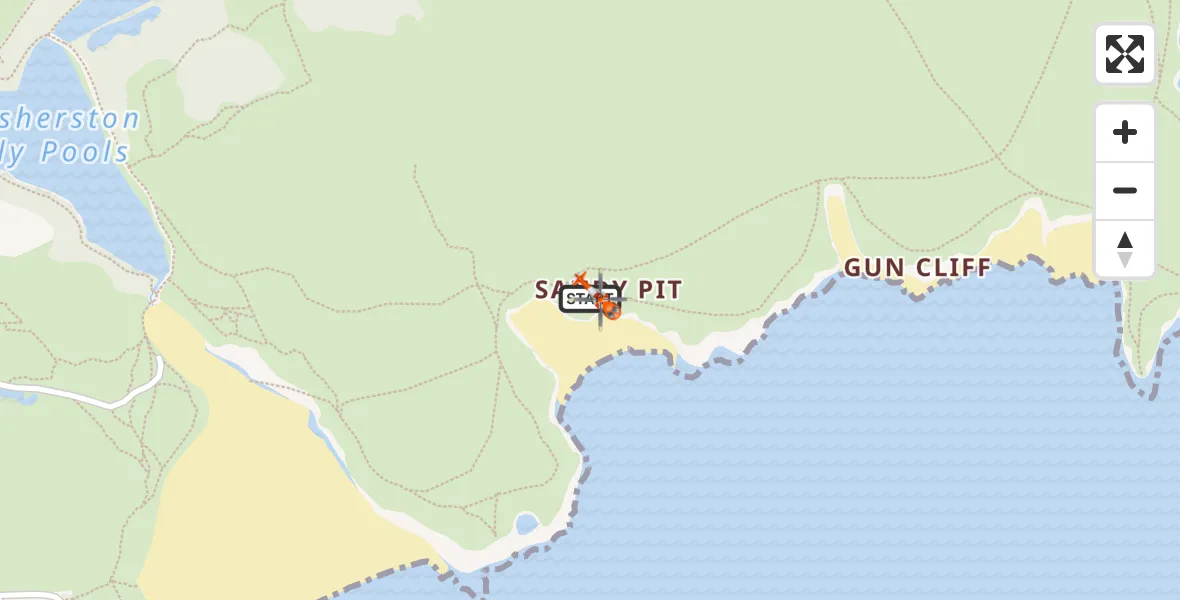 Flight route Coastguard Helicopter Stackpole and Castlemartin - Stackpole and Castlemartin, 15 August 2026, 11:50