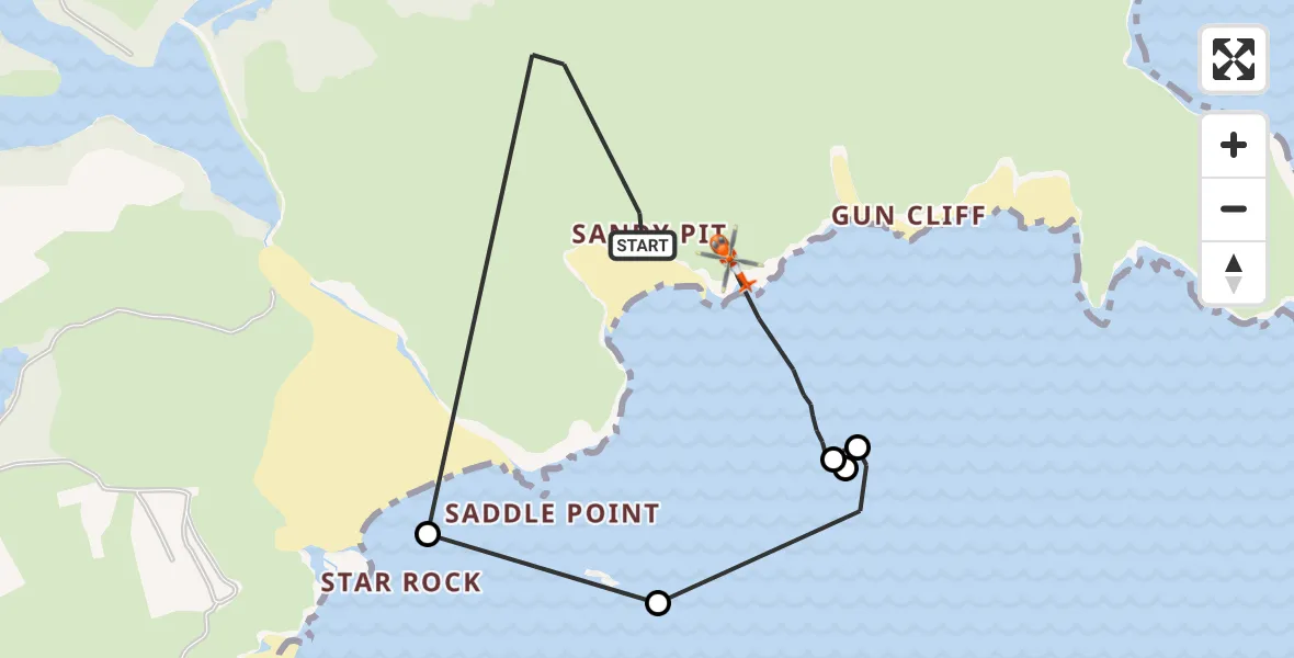 Flight route Coastguard Helicopter Stackpole and Castlemartin - Stackpole and Castlemartin, 15 August 2026, 11:56