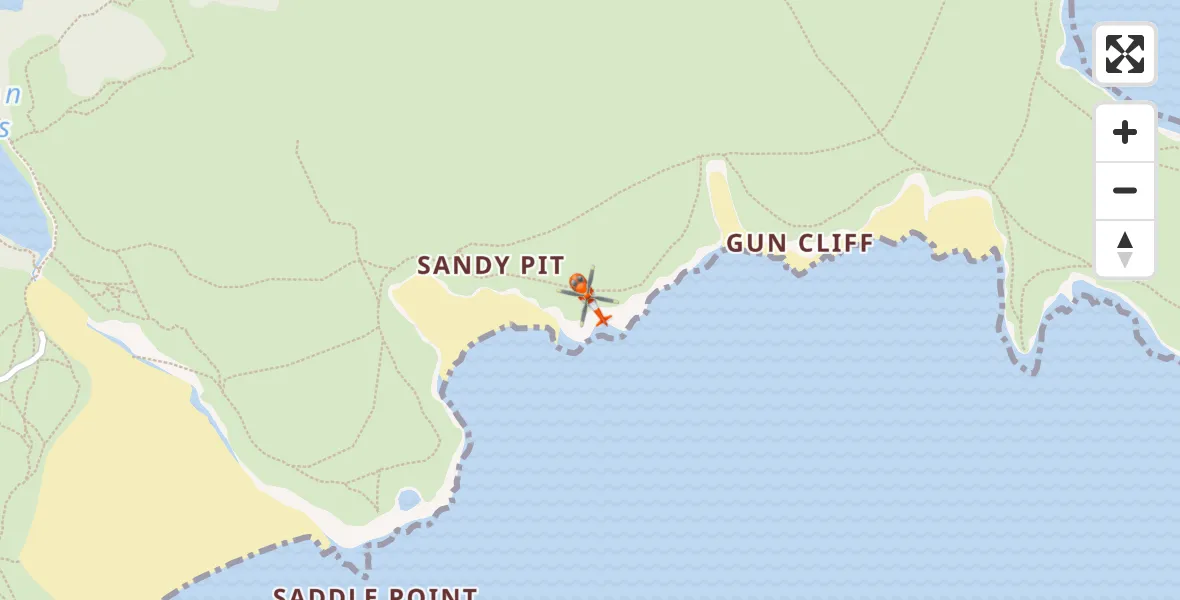 Flight route Coastguard Helicopter Stackpole and Castlemartin - Stackpole and Castlemartin, 15 August 2026, 12:04