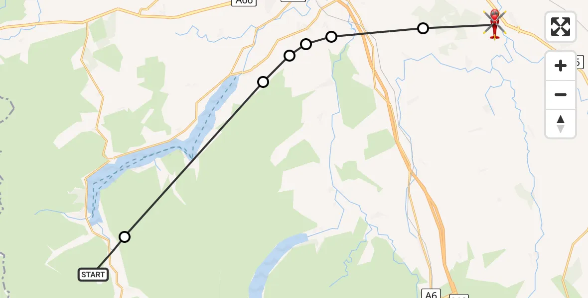 Flight route Air Ambulance Helicopter Glenridding - Temple Sowerby, 15 August 2026, 12:13