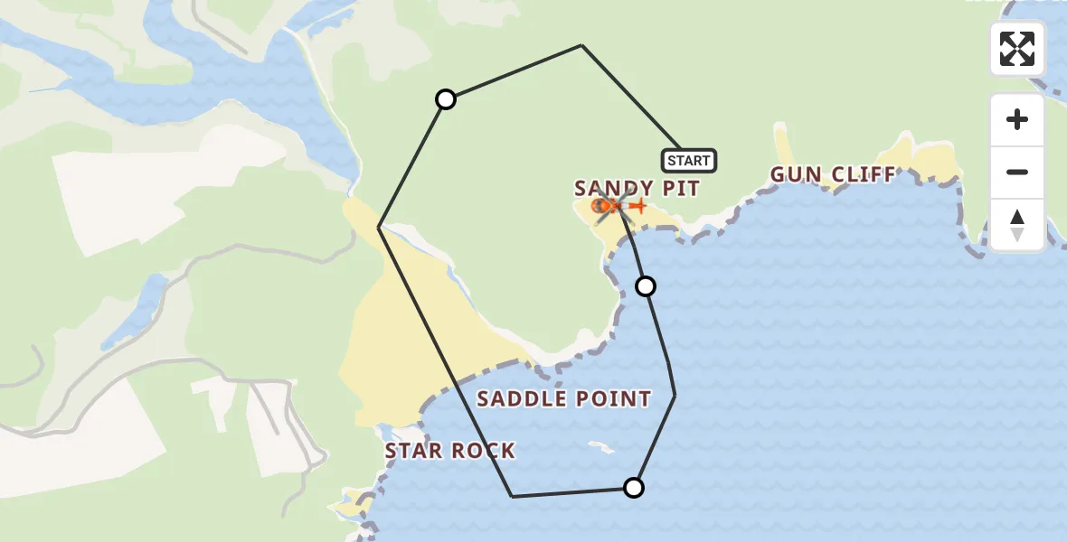 Flight route Coastguard Helicopter Stackpole and Castlemartin - Stackpole and Castlemartin, 15 August 2026, 12:20