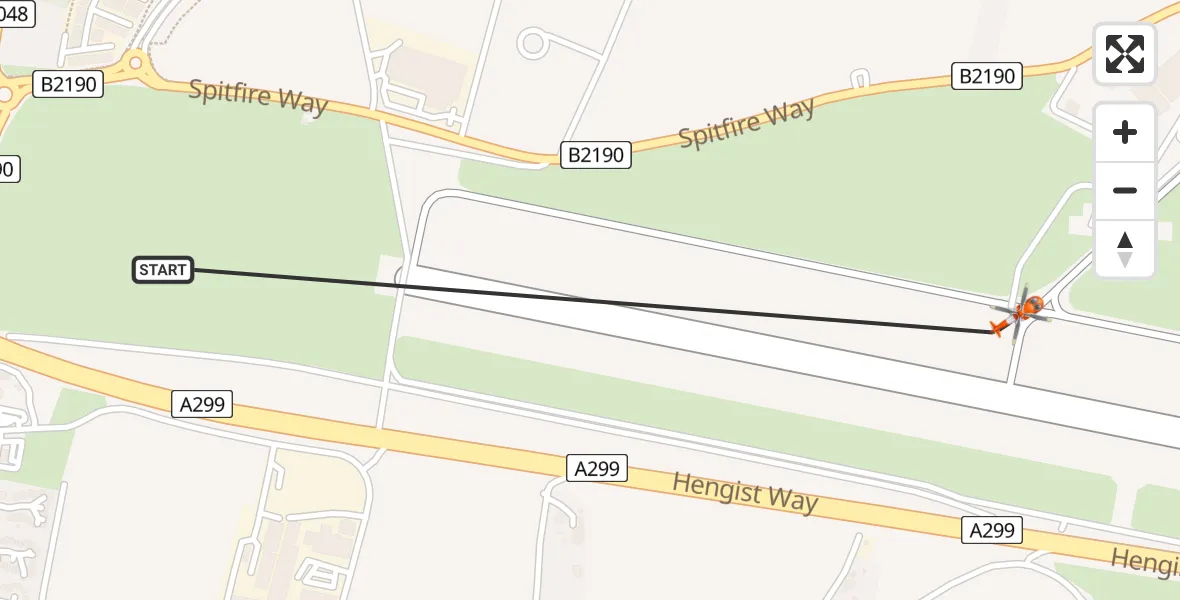 Flight route Coastguard Helicopter Manston Airport - Manston Airport, 15 August 2026, 12:21