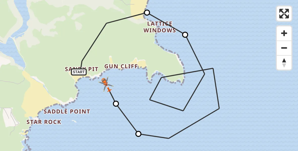 Flight route Coastguard Helicopter Stackpole and Castlemartin - Stackpole and Castlemartin, 15 August 2026, 12:25
