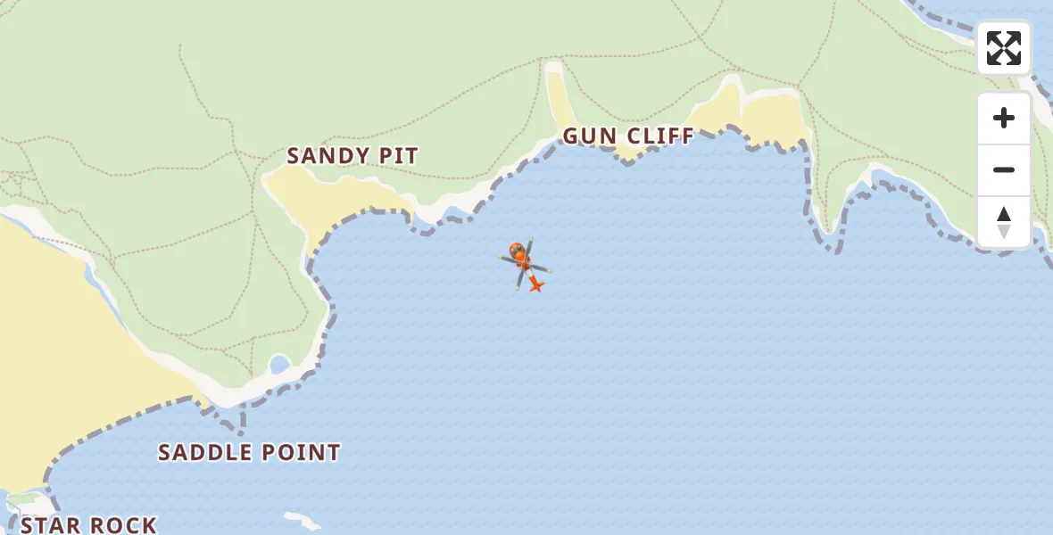 Flight route Coastguard Helicopter Stackpole and Castlemartin - Stackpole and Castlemartin, 15 August 2026, 12:31