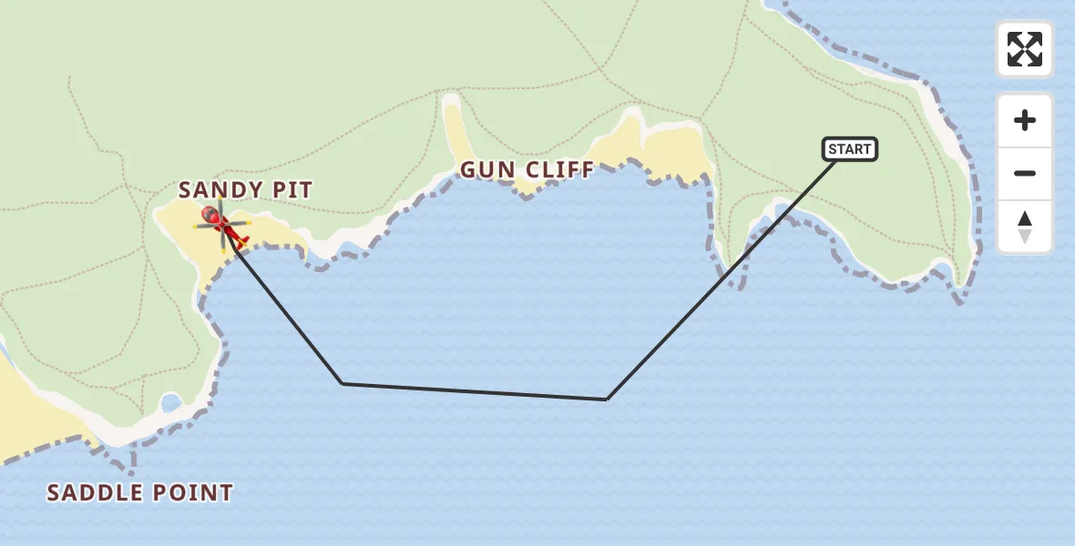 Flight route Air Ambulance Helicopter Stackpole and Castlemartin - Stackpole and Castlemartin, 15 August 2026, 12:33
