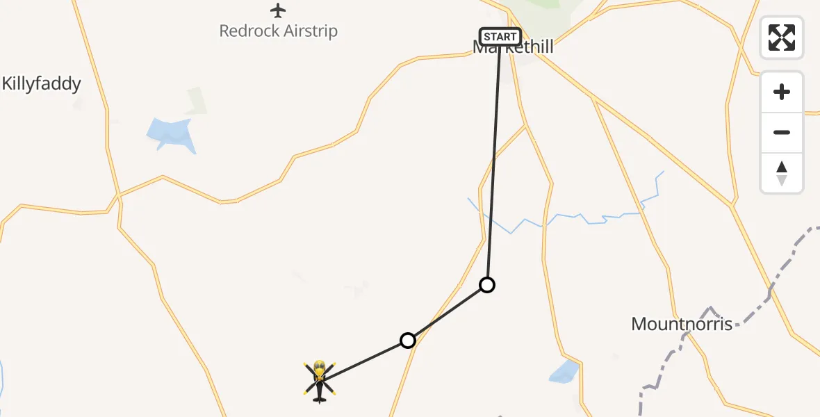 Flight route Police Helicopter Markethill - Armagh City, Banbridge and Craigavon District Council, 15 August 2026, 14:05