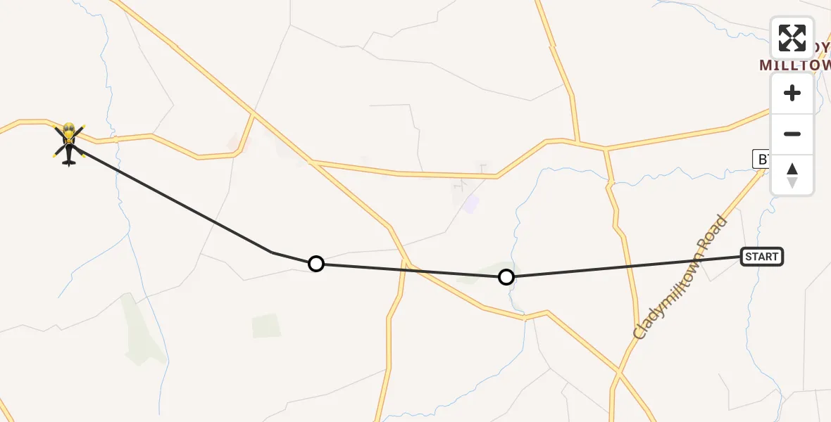 Flight route Police Helicopter Armagh - Armagh, 15 August 2026, 14:32