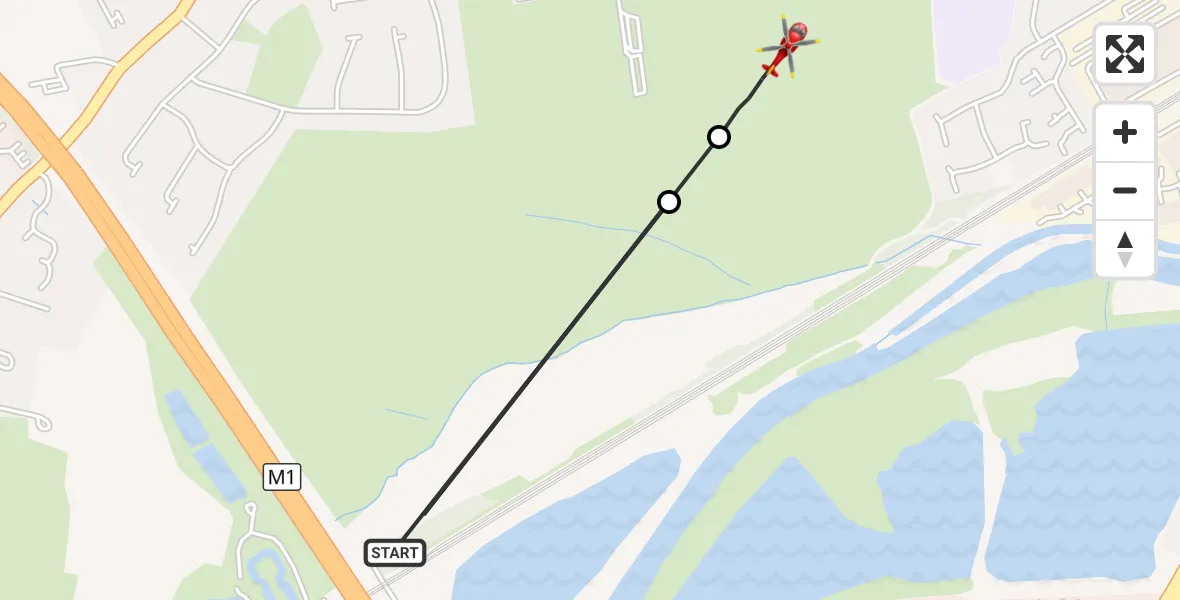 Flight route Air Ambulance Helicopter Durkar - Thornes, 15 August 2026, 14:47