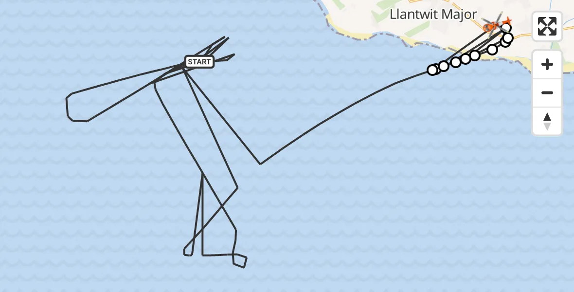 Flight route Coastguard Helicopter Bristol Channel - MOD St Athan, 15 August 2026, 14:52