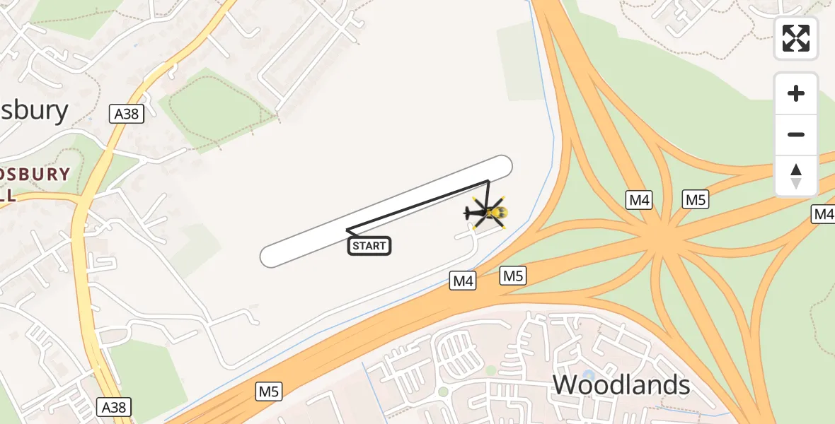 Flight route Police Helicopter Almondsbury Helicopter Base - Almondsbury Helicopter Base, 15 August 2026, 14:59