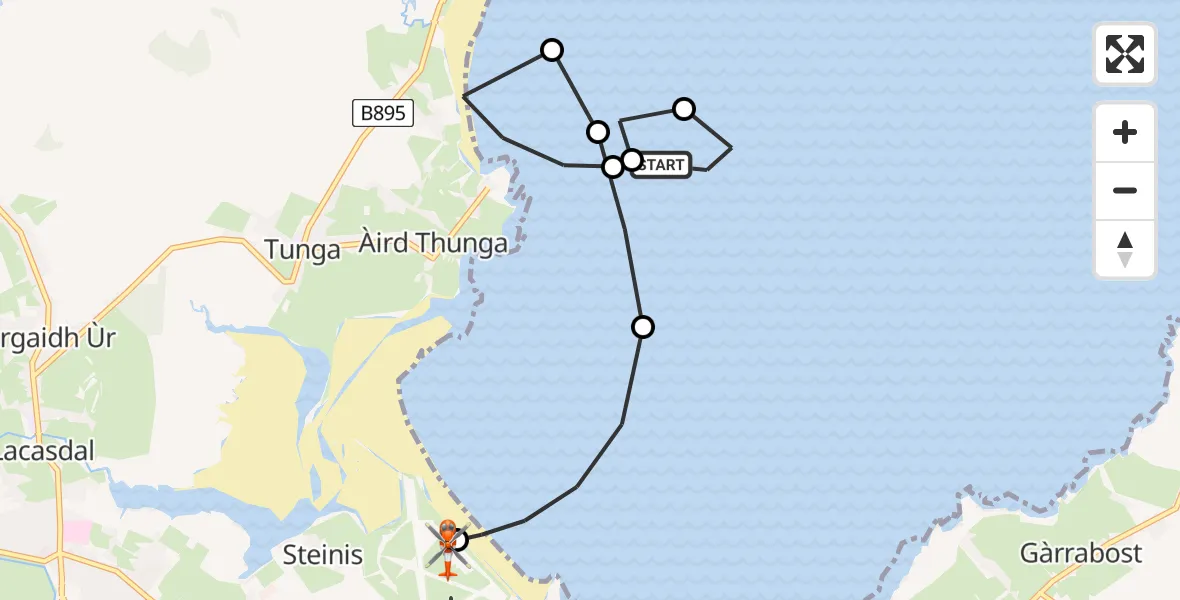 Flight route Coastguard Helicopter Am Bac - Stornoway Airport, 15 August 2026, 15:20