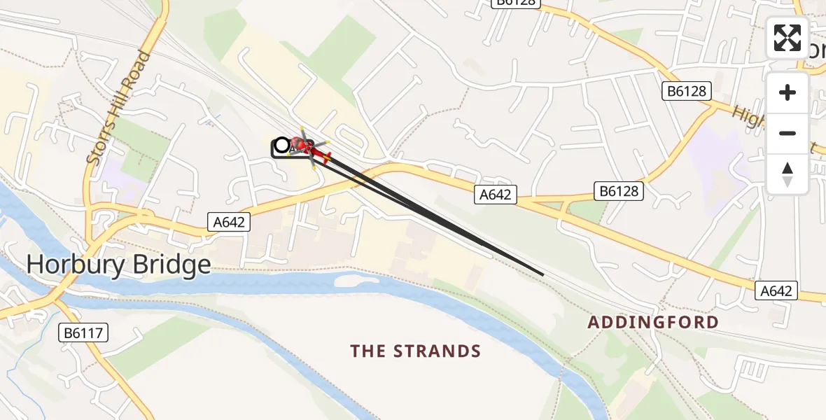 Flight route Air Ambulance Helicopter Horbury Bridge - Horbury Bridge, 15 August 2026, 15:32