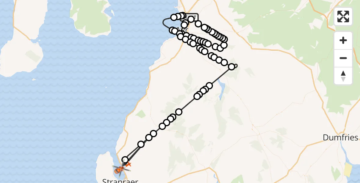 Flight route Coastguard Helicopter Glasgow Prestwick Airport - Dumfries and Galloway, 15 August 2026, 15:36