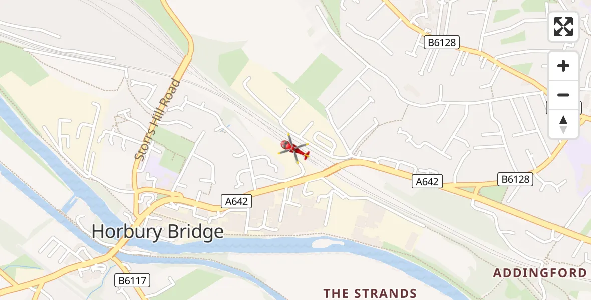 Flight route Air Ambulance Helicopter Horbury Bridge - Horbury Bridge, 15 August 2026, 15:38