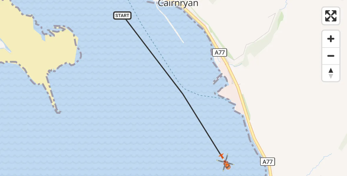 Flight route Coastguard Helicopter Cairnryan - Dumfries and Galloway, 15 August 2026, 16:25